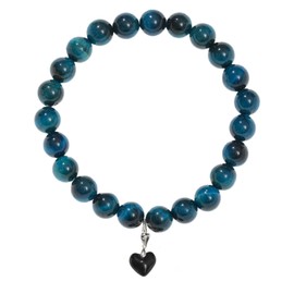 meosked Small Bead Healing Stone Crystal Bracelets, Stretch Beaded Bracelets for Women - 8mm Round Beads (Blue)