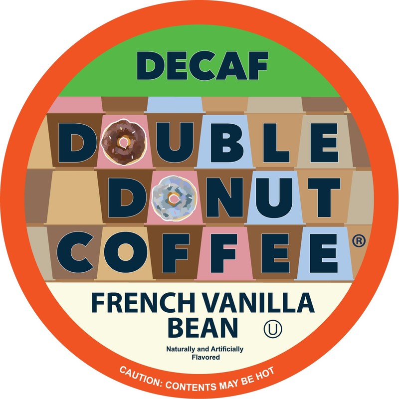 Double Donut Decaf French Vanilla Coffee Pods, Medium Roast Single