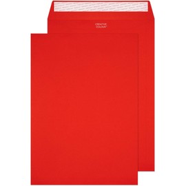 Blake Creative Colour C4 229 x 324 mm 120 gsm Peel & Seal Pocket Envelopes (63406P) Pillar Box Red - Pack of 10