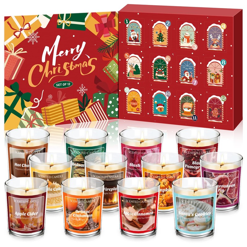 SCENTORINI Scented Candle, 50g*12 Scents with Surprise Holiday Natural Soy