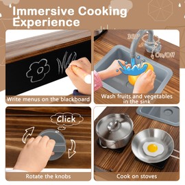 Costzon Mud Kitchen, Outdoor Play Kitchen with Stoves, Sink & Faucet, Blackboard, Cooking Accessories, Storage Shelf, Wooden Kids Kitchen Playset, Mud Kitchen for Kids Outdoor