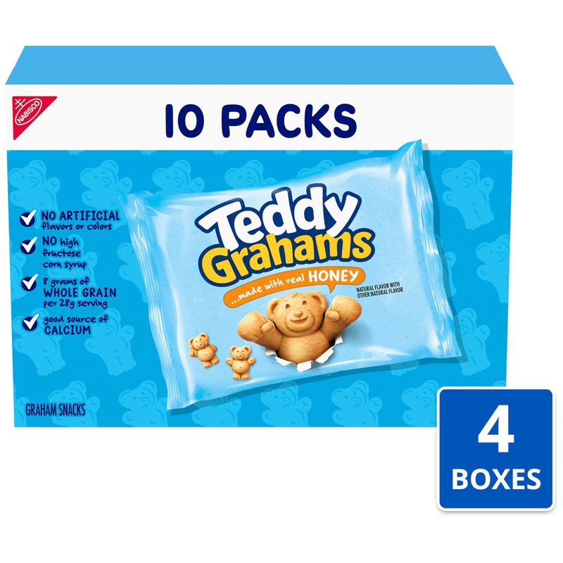TEDDY GRAHAMS Honey Graham Snacks, 40 Kids Snack Packs (4