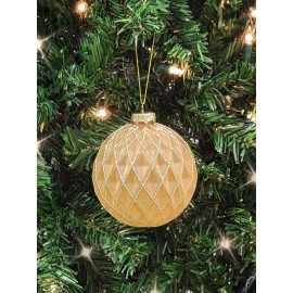 Wizardi Crisscross Beige Glass Ball Christmas Ornament F07M7-26(LH76-