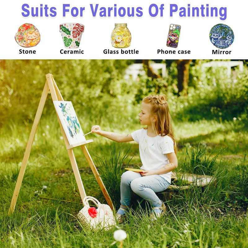 Colorful Stain Glass Paint Set with 6 Brushes, 1 Palette