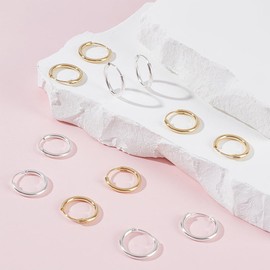 UNICRAFTALE 40Pcs 2 Colors Huggie Hoop Earrings 14mm Round Huggie Earring Hooks for Women Metal Leverback Earring Hooks Hoop Earrings for Jewelry Making Supplies
