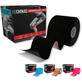 CHOKAS Kinesiology Tape 5m Roll, Elastic Therapeutic Sports Tape for Shoulder, Ankle, Elbow, Wrist, shin Splints and Knee Support, Waterproof Physio Body Tape for Muscle Pain Relief, Boob Tape