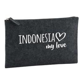 Huuraa Toiletry Bag Indonesia My Love Gift Cosmetic Bag Charcoal 1 Liter Felt Indonesia My Love Gift idea