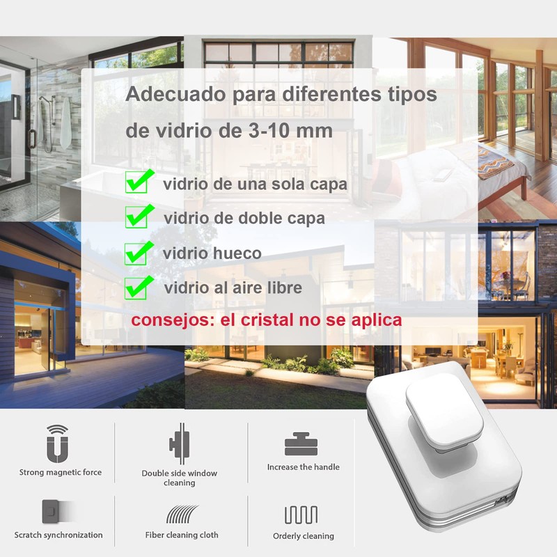 BELCHERCC5 Limpia Vidrios Magnético Herramienta de Limpieza de Ventanas con
