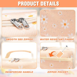 ZLIUCCR Kids Lunch Box for Girls Boys Insulated Lunch Bag Reusable Cooler Lunch Box for Toddler Child School Daycare Picnic (Corduroy Daisy Beige)