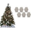 12pk Glitter Snowflake Hanging Decorations, Christmas Tree Snowflake Baubles/Ornaments (Champagne