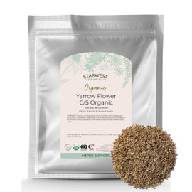 Starwest Botanicals Organic Yarrow Flowers - Dried Loose Leaf Herb for Tea, Tinctures, & Natural Wellness, Cut & Sifted, Certified Kosher, Non-GMO - Bulk 1 lb Bag