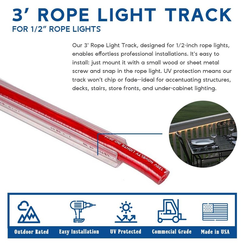Novelty Lights 10 Pcs 1/2 Inch Rope Light Track Channel,