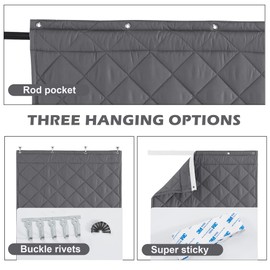 KEPARPCN Thermal Insulated Door Curtain, Durable Oxford Cloth & Thicken Polyester Fiber Fill, Weatherproof Windproof Soundproof Door Window Warm Thick Curtains for Winter, 1 Panel, 30" x 84", Grey