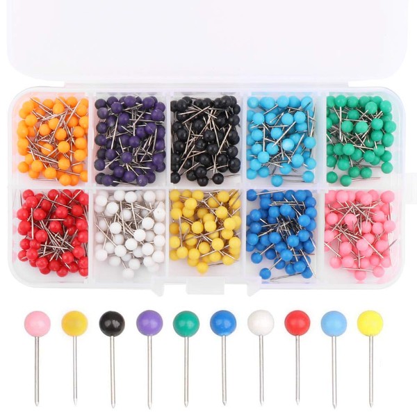 Pack of 500 Map Nail Push Pins Round Head Pins