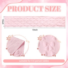 Breling Pink Bow Table Runner Coquette Room Decor Bedside Cute Dresser Scarf Faux Fur Soft Coquette Bow Table Cover for Birthday Baby Shower Party Kitchen Dining Desk Decoration, 12" x 72"