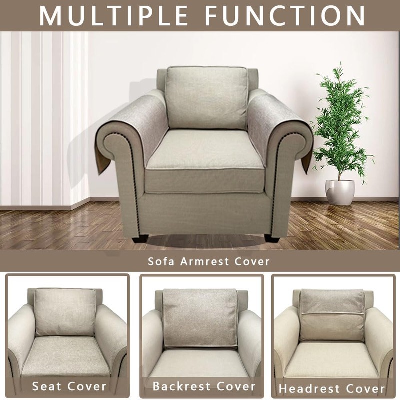 NOYOURS Couch Arm Covers, Anti-Slip Sofa Armrest Cover for Recliner,