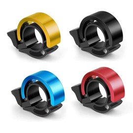 4 PCS Bike Bell,Aluminium Alloy Super Loud Invisible Bicycle Horn,Universal Fits 31.8mm/2.2cm Handlebars,Cycling Accessories Mountain/Road Riding for Adults & Kids (Red，Blue，Yellow，Black)