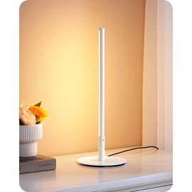 EDISHINE Upgraded LED Table Lamp, Dimmable Bedside Lamp, 3 Color Temperature, Power Cord Touch Switch Desk Lamp, Minimal Nightstand Lamp for Bedroom, Living Room, Gift, Metal Finish, Eye Caring, White