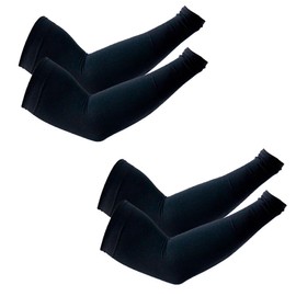 PFFY 2 Pairs UV Protection Cooling Arm Sleeves for Men & Women UPF 50 Breathable Sun Sleeve Pureblack+Pureblack