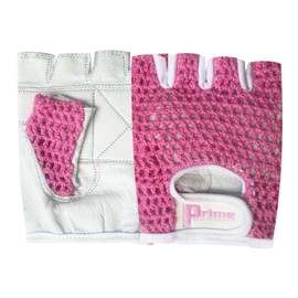 Prime cycling weight lifting gel padded lamb skin leather/net cycling gloves 414 (pink-white, s)