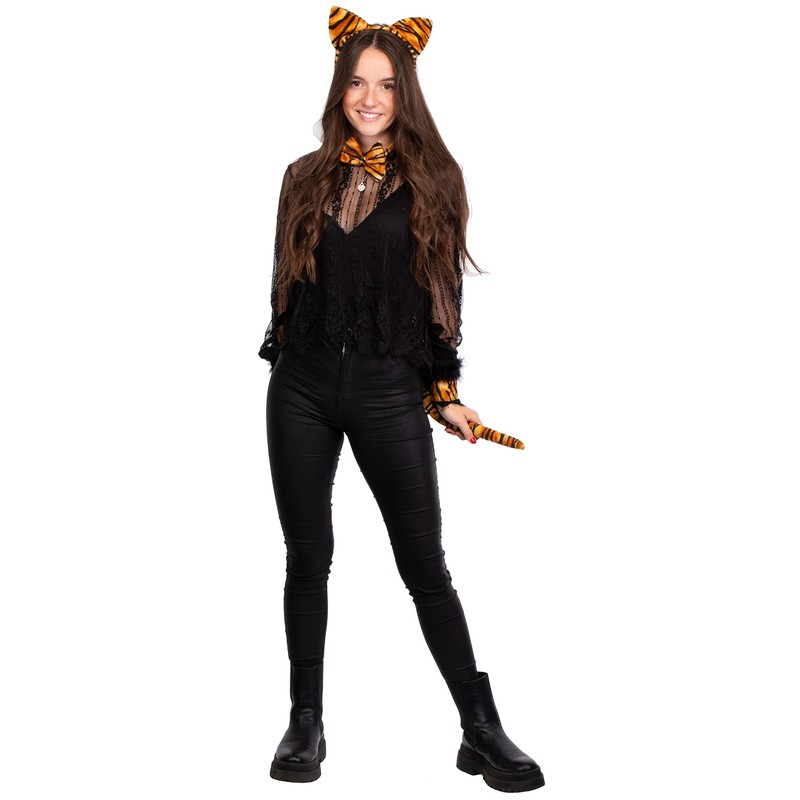 Brandsseller Animal Set Tiger Deluxe Headband Ears Tail Bow Tie