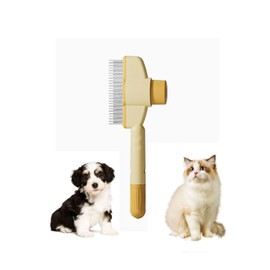 Pet Brush, Dog Comb, Cat Brush, Easy One Push Type, Suitable for Dogs and Cats, Short Hair, Long Hair, For Seeds, Brush Set, Washable, Skin-friendly Brush, Compact, Stylish