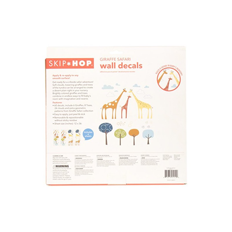 Skip Hop 185115 Wandfiguren, Sticker und Holzbuchstaben, Giraffe Safari