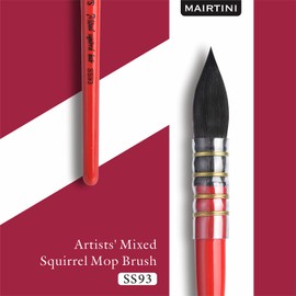 Mairtini Professional Grade SS93 Mixed Squirrel Mop Round Fine Tip Watercolor Brush, 0#