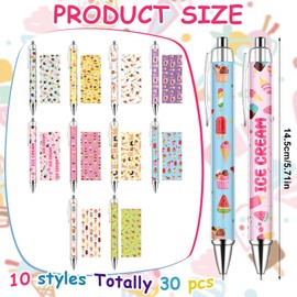 Beupy 30Pcs Ice Cream Gel Pens Bulk Pack - Assorted Color Retractable Ballpoint Pens,Summer Party Favors, School Supplies & Teacher Appreciation Gifts | Cute Ice Cream Theme Design