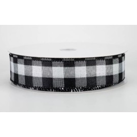 1.5" Buffalo check wired ribbon 50 yards black and white Light Weight farmhouse