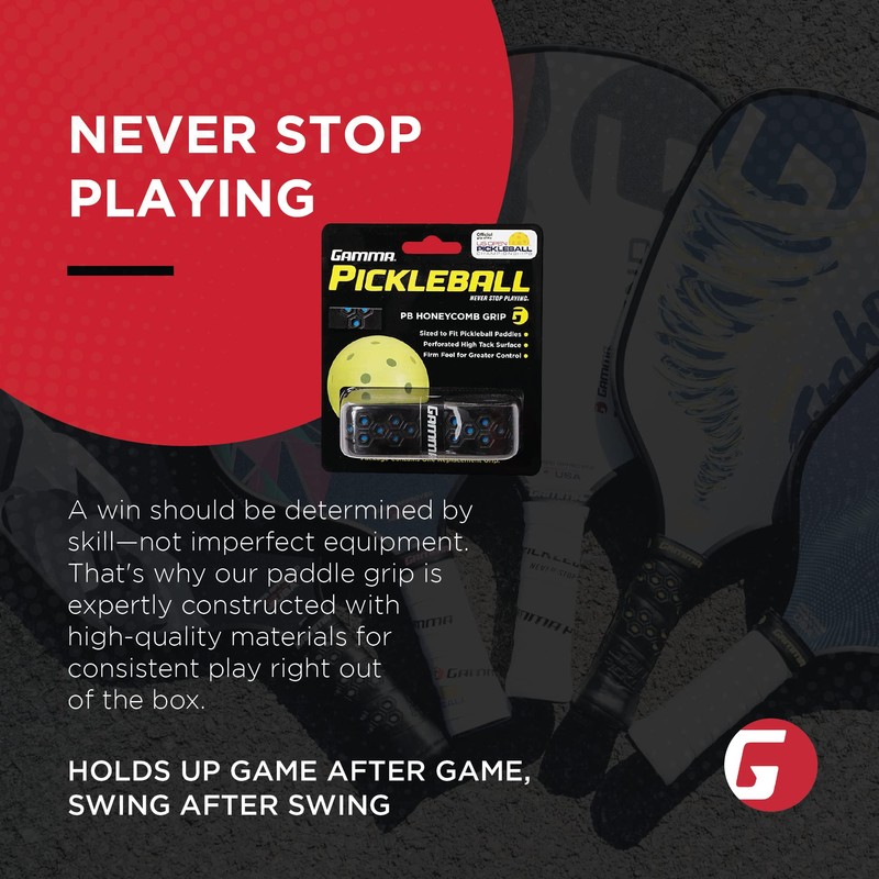 Gamma Honeycomb Cushion Grip for Pickleball Paddles, Moisture-Wicking Pickleball Replacement