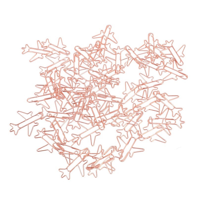 80pcs Airplane Shaped Paper Clips Rose Gold Prevent Rust Plane
