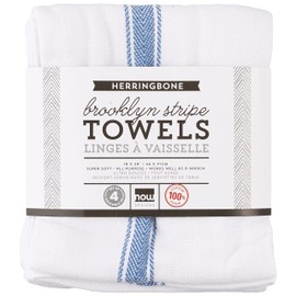 Now Designs Teatowel Set of Four, Brooklyn Stripe Delft