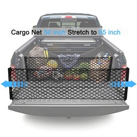 BAILALIBO Cargo Net for Pickup Truck Bed, Adjustable Accessories for Storage Secure Nets, Stretchable Tailgate Net with Hook, Compatible for Chevy Silverado Ford LTZ WT LS F150 F250 (50x18 Inch)