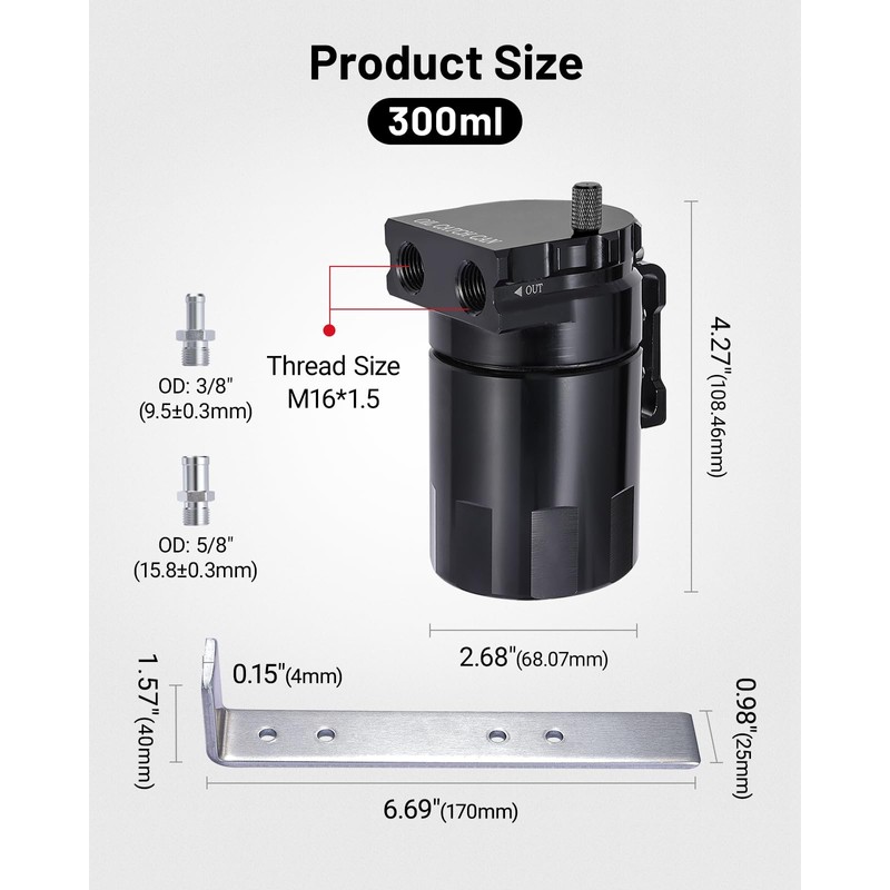 EVIL ENERGY Oil Catch Can, Universal Baffled Catch Can Kit