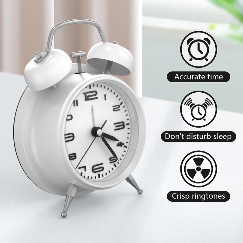 Yumyolk Classic Analogue Alarm Clock with Snooze Function, Vintage Quiet