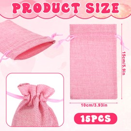 LXUEJIE Pack of 15 Jute Bags, Colourful, 10 x 15 cm, Jute Gift Bags with Drawstring, Small Hessian Bag for Filling for Jewellery, Wedding, Gifts, Party, Celebrations, Christmas