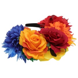 Baluue Flower Headband for Girls Elegant Floral Wreath Artificial Roses for Weddings Parties and Family Photos Decorative Headdress Vibrant Colors