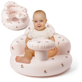 GerdfeiTawtab Inflatable Baby Seat, Flowers Portable Inflatable Infant Chair for Baby 3 Months and Up, Floor Seater Baby Support Seat with Built in Air Pump for Kids Learning to Sit Feeding