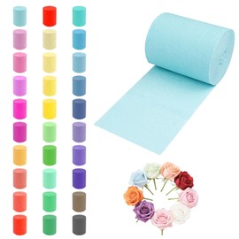 Nicphyn 30 Colours Crepe Paper Colourful, Crepe Tape Colourful, Florist Crepe Paper, Pastel Rainbow, Crepe Ribbon, Rainbow Crepe Paper Streamers, Pastel Streamers, for Wedding Decoration (10 m x 5 cm)