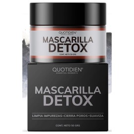 Mascarilla Facial Detox de Carbón Activado - Limpieza Profunda - Absorbe Grasas - Purifica - Disminuye Puntos Negros y Poros - Limpia Impurezas-