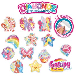 CRAZE DIAMONDZ Mega Set Stickers Galupy Unicorn - Diamond Painting Children's Sticker Set, DIY Diamond Painting Craft Set, Mosaic Making for Children, 9 Colours