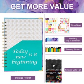 GNILLKO 2025 Planner, 2025 Weekly Monthly Planner with Tabs, Jan.2025 - Dec.2025 Daily Planner with Color Pen, Sticky Notes and Stickers, 6.2" x 8.5", Elastic Closure, Inner Pocket - Purple Marble