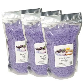 Bath Salts | (3) 4lb Bags (192 oz.) | Berry Bramble Scent | Epsom Salt | Sea Salt | Bathing | Body Care | Beauty | Relaxation | Spa | Pedicure | Manicure