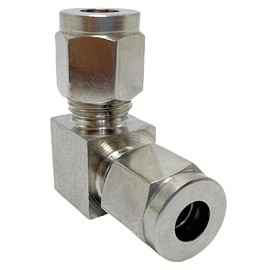 Closmos Stainless Steel 304 Compression 90 Degree Elbow 3/8" OD x 3/8" OD Tube Fitting with Double Ferrule, Pack of 2