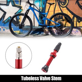 X AUTOHAUX 1pcs 55mm Bike Tubeless Valve Stem French Type Valve Aluminum Alloy Universal Red
