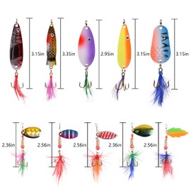 30Pcs Roostertail Spinner Fishing Lures - Metal Spoon Fishing Spinner Baits with Treble Hooks for Bass Walleye Trout