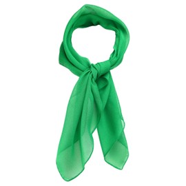 TigerTie Fine Women's Chiffon Velour Scarf in Plain Colour 58 cm x 58 cm - Green