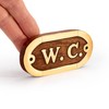 NKlaus 11765 Toilet Door Sign Brass and Wood 10.5 x
