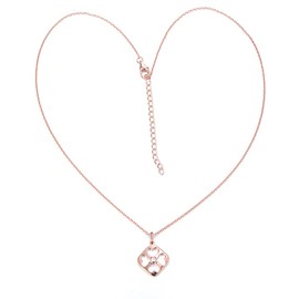 JXSJEW 925 Sterling Silver Pendant Necklace Silver/Rose Gold Cubic Zirconia Choker Necklace Jewelry for Women Girls (Rose gold Leaf Clover)